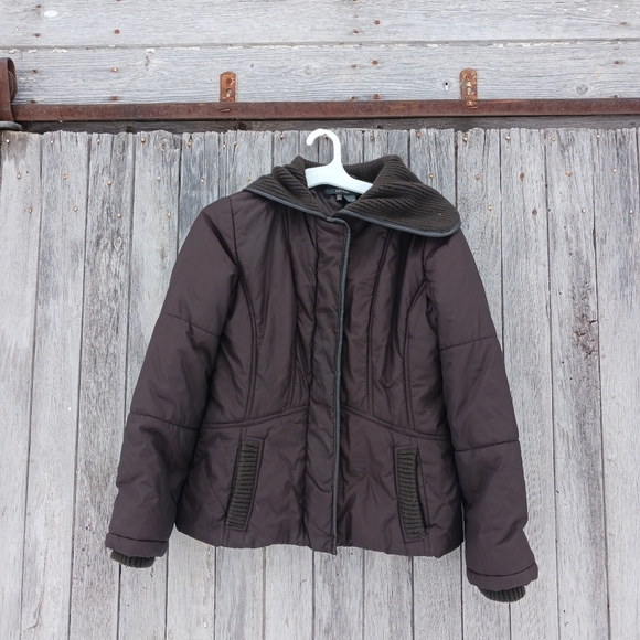 Zara Jackets & Blazers - Zara Basic Size Large Puffer Jacket Wide Shawl Collar Brown Womens